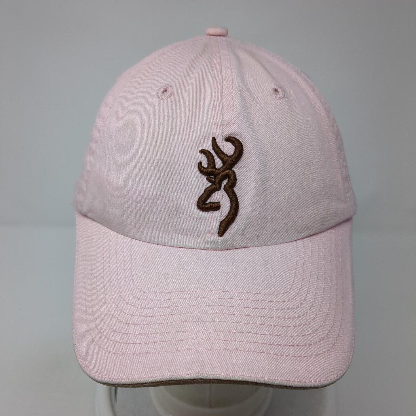 Browning Logo Strapback Hat Pink One Size Adjustable Solid Vent Holes