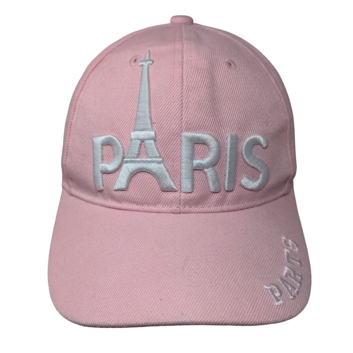 Paris Eiffel Tower Strapback Hat Pink One Size Adjustable Embroidered