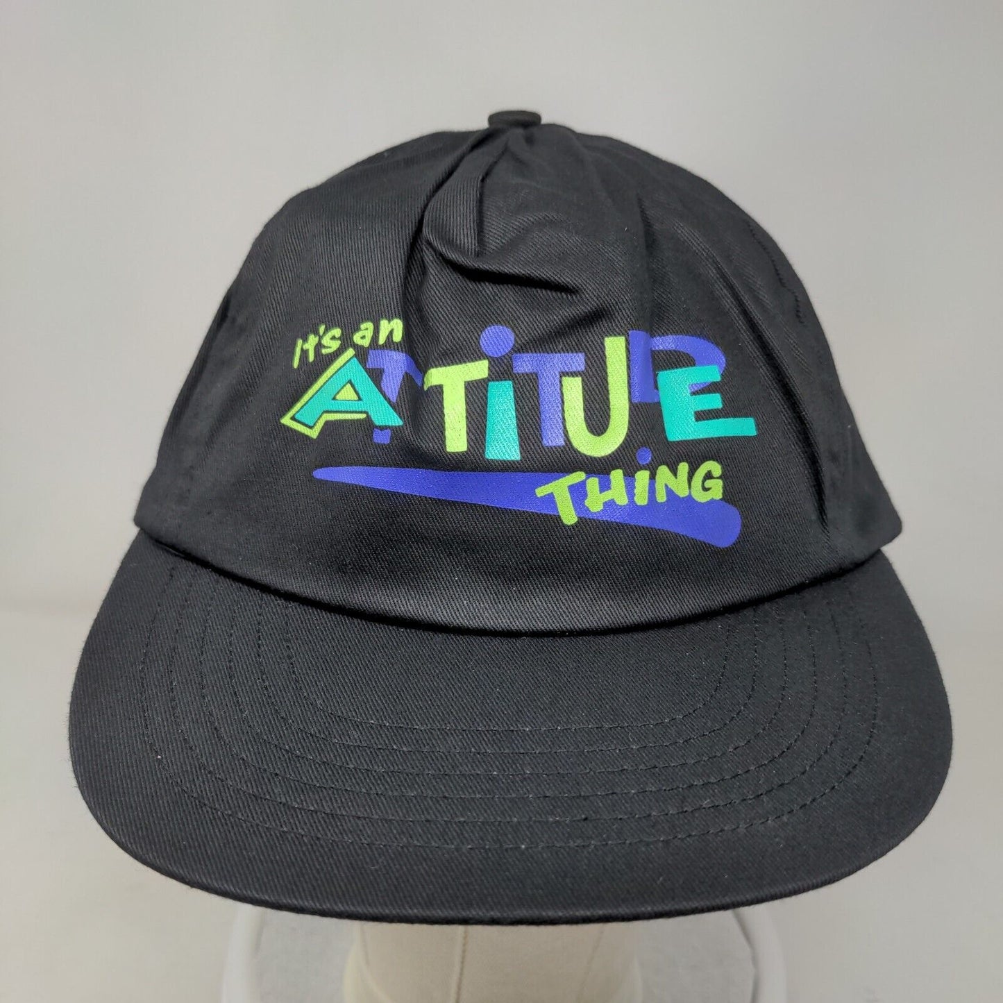 It's an Attitude Thing Snapback Hat Black One Size Adjustable 6 Panel Cotton