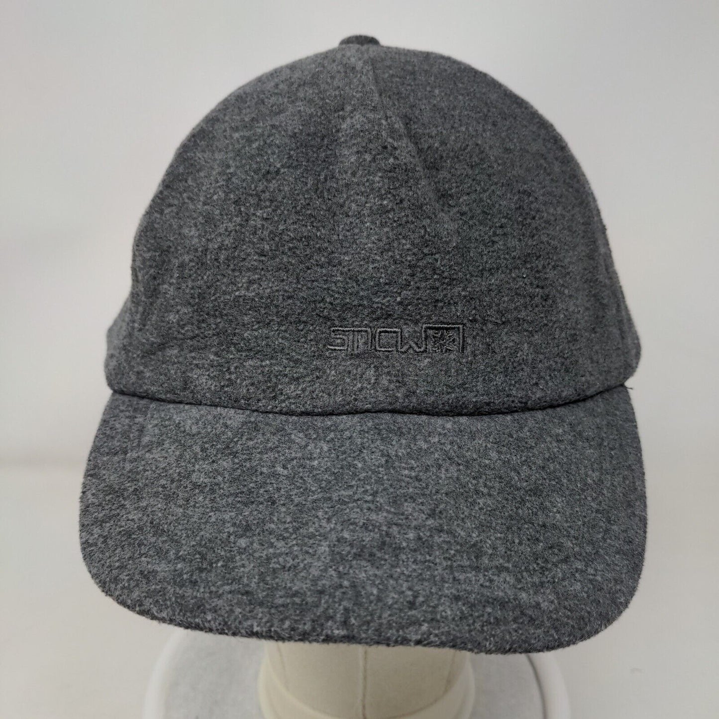 Snow Stretch Strapback Hat Gray One Size Fleece Embroidered 5 Panel