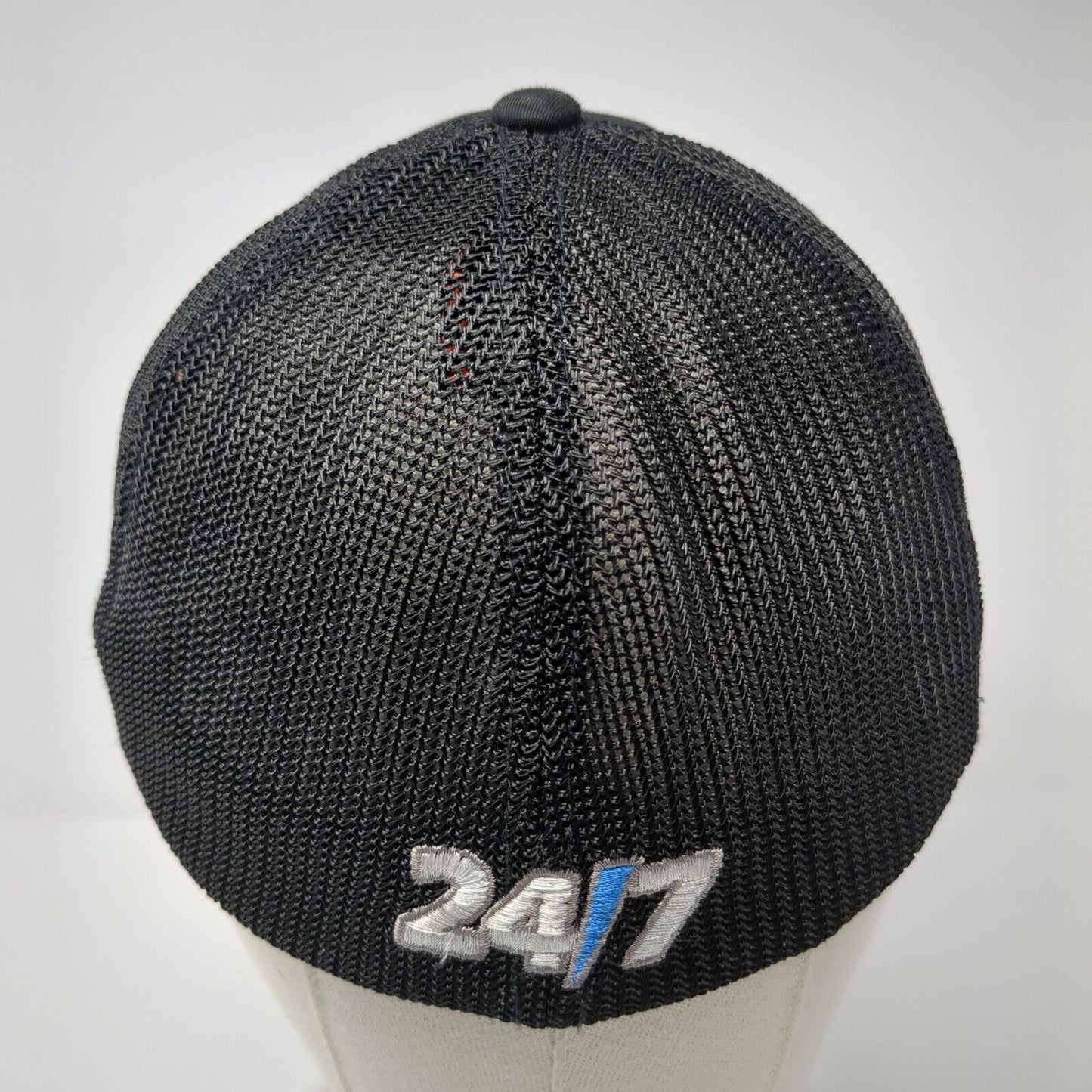 MVE 24/7 Fitted Mesh Back Trucker Hat Black L/XL Flexfit Port Authority