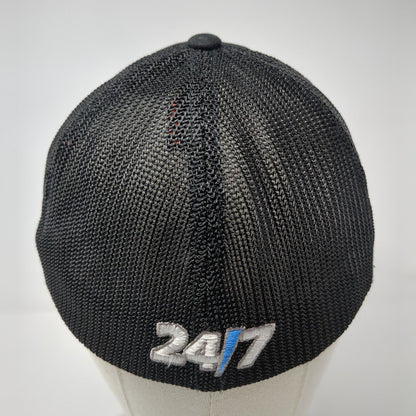 MVE 24/7 Fitted Mesh Back Trucker Hat Black L/XL Flexfit Port Authority