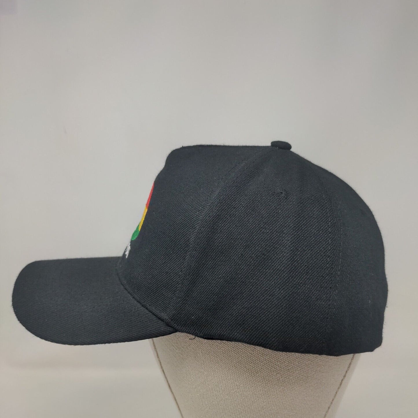 Ghana Flag Strapback Hat Black One Size Embroidered Adjustable Aoykawim