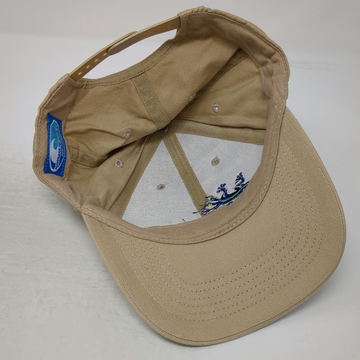 Gecko Hawaii Snapback Beige One Size Embroidered Logo Blue Twill 6 Panel Hat