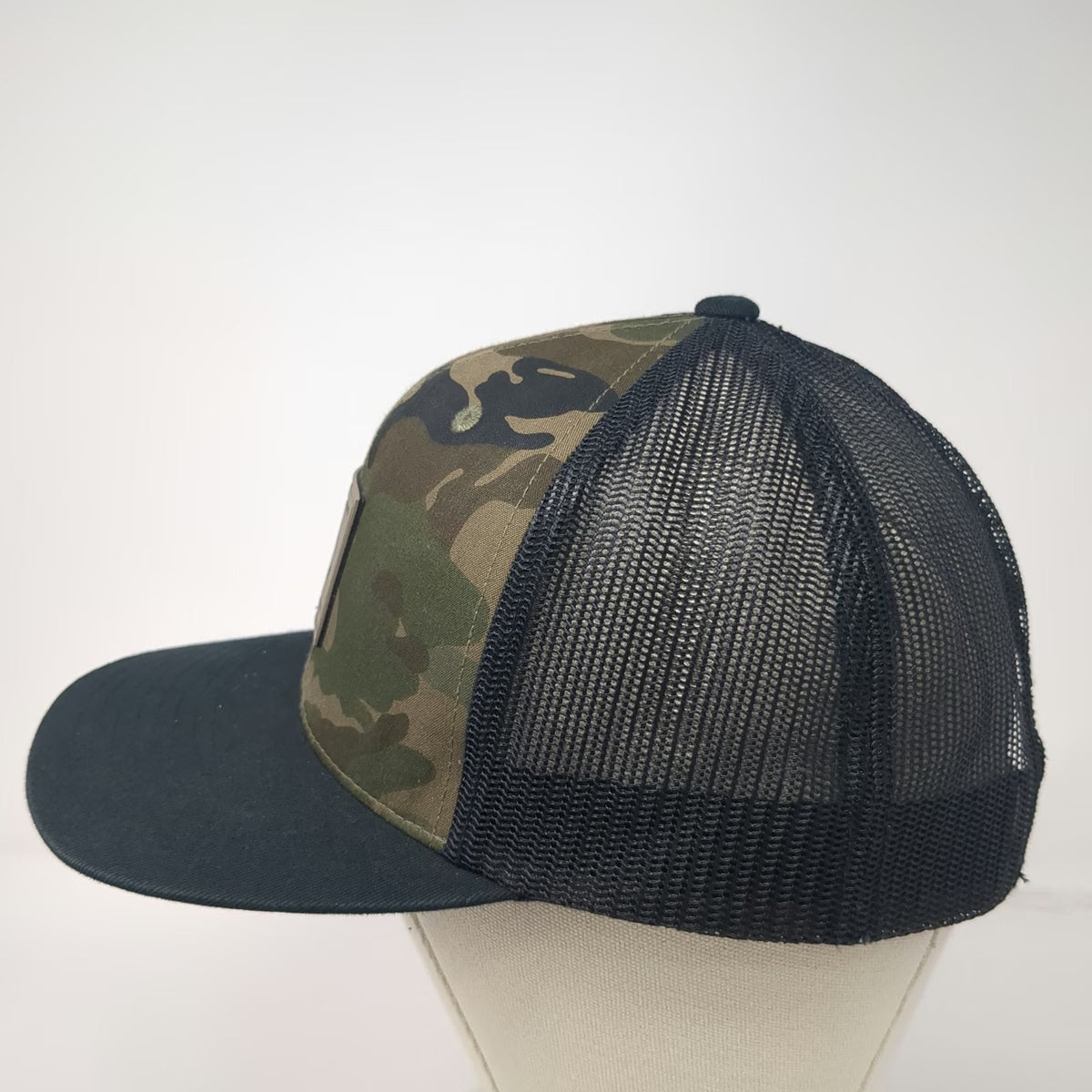 RVCA Trucker Hat Black Green One Size Camo Logo Patch Mesh Back Snapback Surf