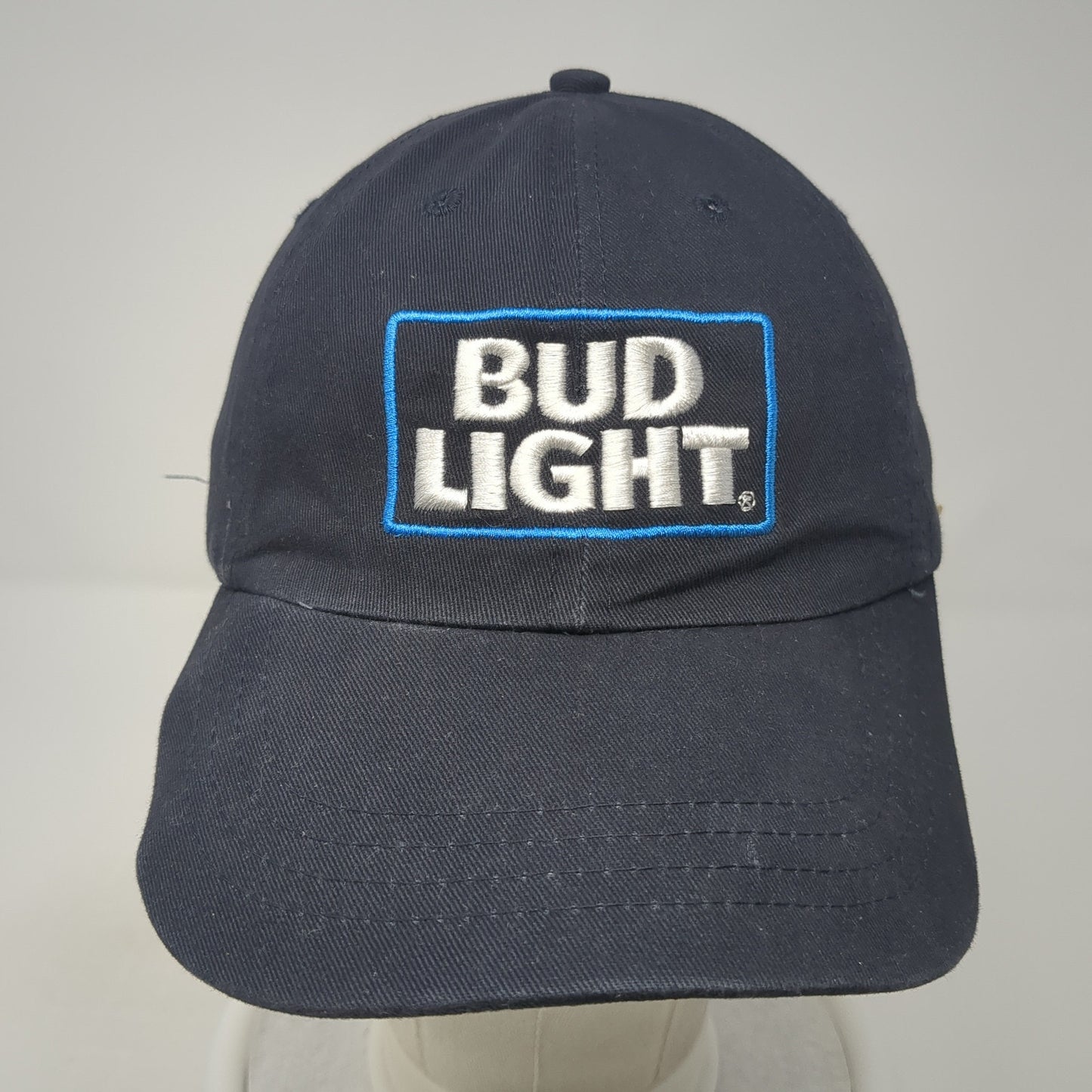 Bud Light Snapback Hat Blue One Size Adjustable Embroidered 6 Panel Cotton