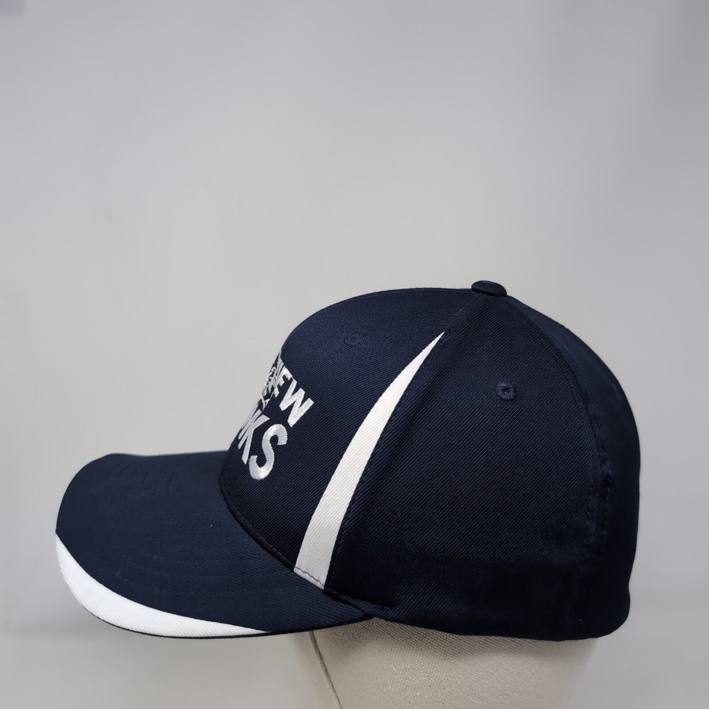Sky View Hawks Fitted Hat Blue L/XL Flexfit Vented Holes 6 Panel Yupoong