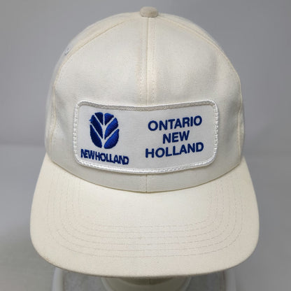 Snapback White One Size Ontario New Holland Agriculture Tractor Logo Patch Hat