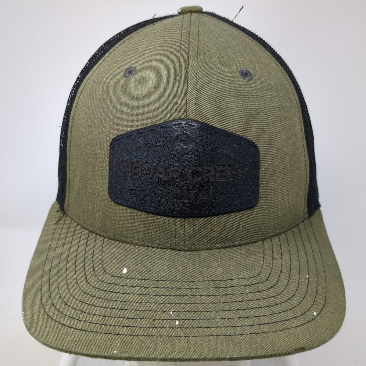 Cedar Creek Capital Trucker Hat Green One Size Mesh Back Snapback Leather Patch