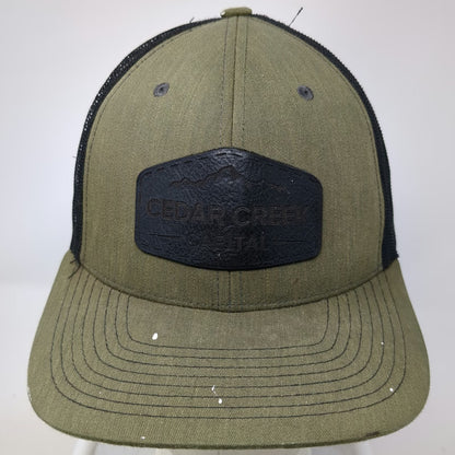 Cedar Creek Capital Trucker Hat Green One Size Mesh Back Snapback Leather Patch