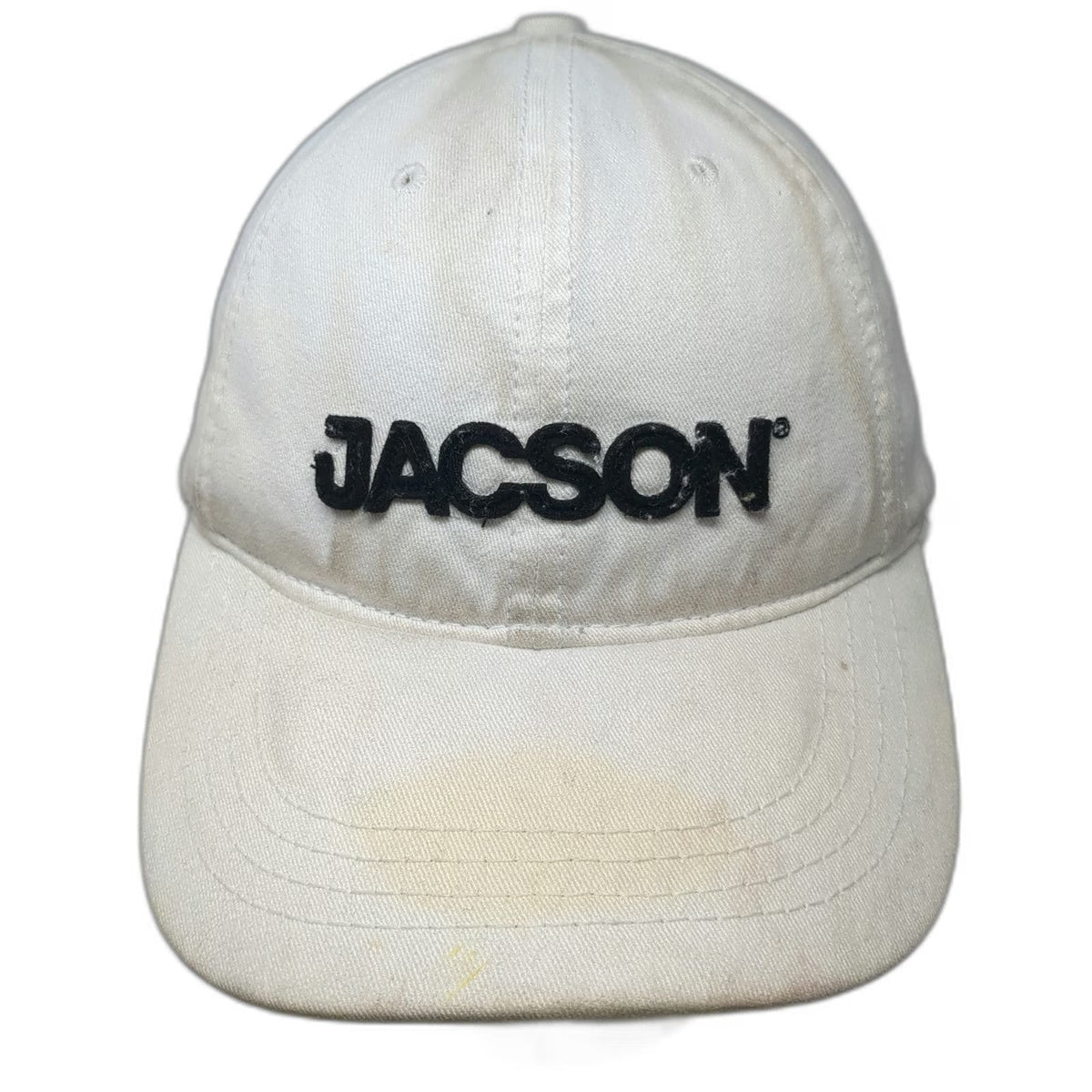 Jacson Baseball Cap White One Size Slideback 6-Panel Cotton Embroidered Logo Hat