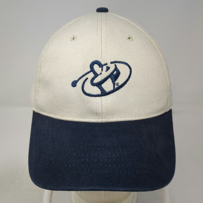Play Big Golf Logo Beige Blue One Size Baseball Cap Hat Slideback Embroidered