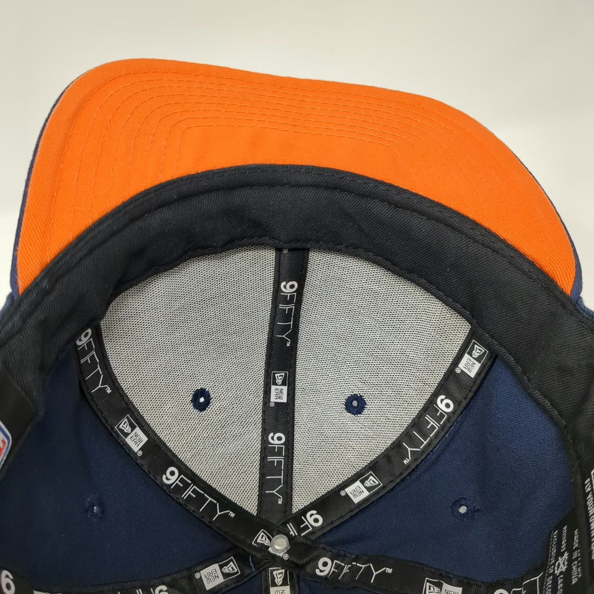 Denver Broncos NFL New Era Hat Blue OS 9FIFTY Snapback Textured Brim Orange