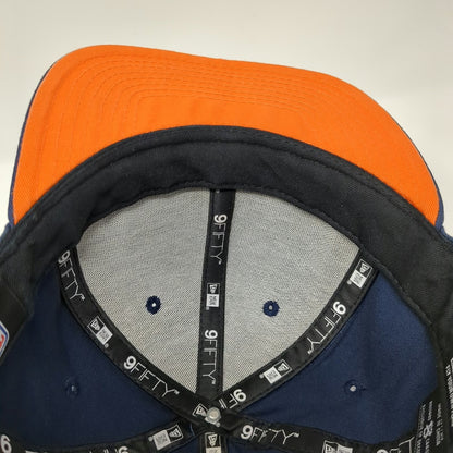 Denver Broncos NFL New Era Hat Blue OS 9FIFTY Snapback Textured Brim Orange