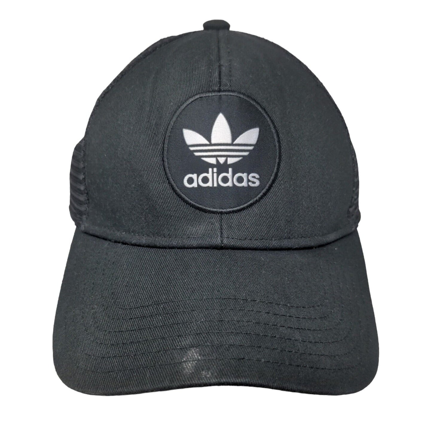 Adidas Snapback Trucker Hat Black OSFM Adjustable Embroidered Logo Mesh Back