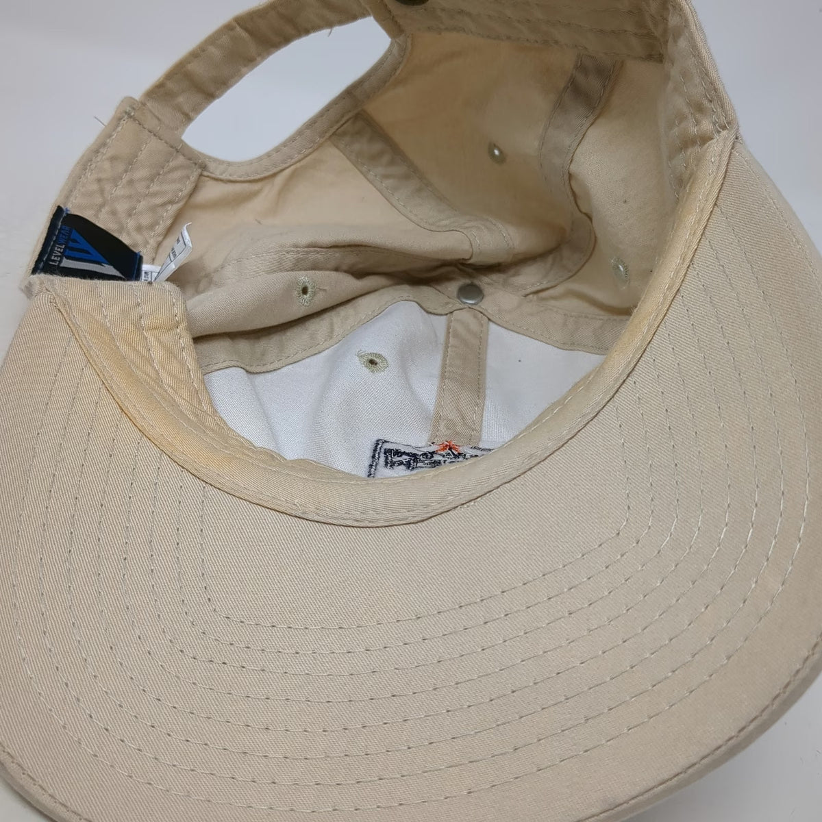 Levelwear Houston Open Golf Logo Beige Baseball Cap OSFM Slideback Buckle Hat