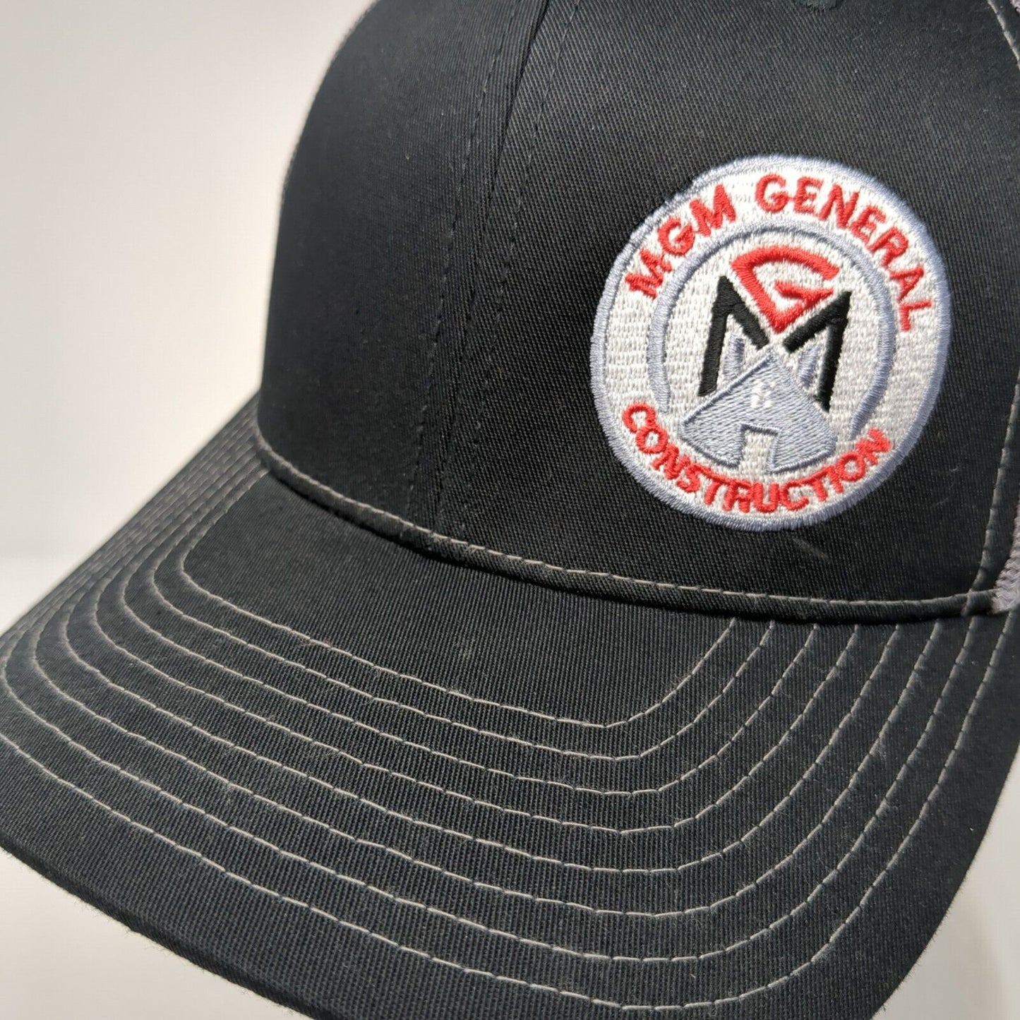 MGM General Construction Snapback Trucker Hat Black One Size Mesh Back