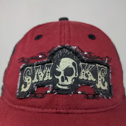 Smoke Men's Strapback Hat Red OSFA Embroidered Patch Logo Cotton Blend