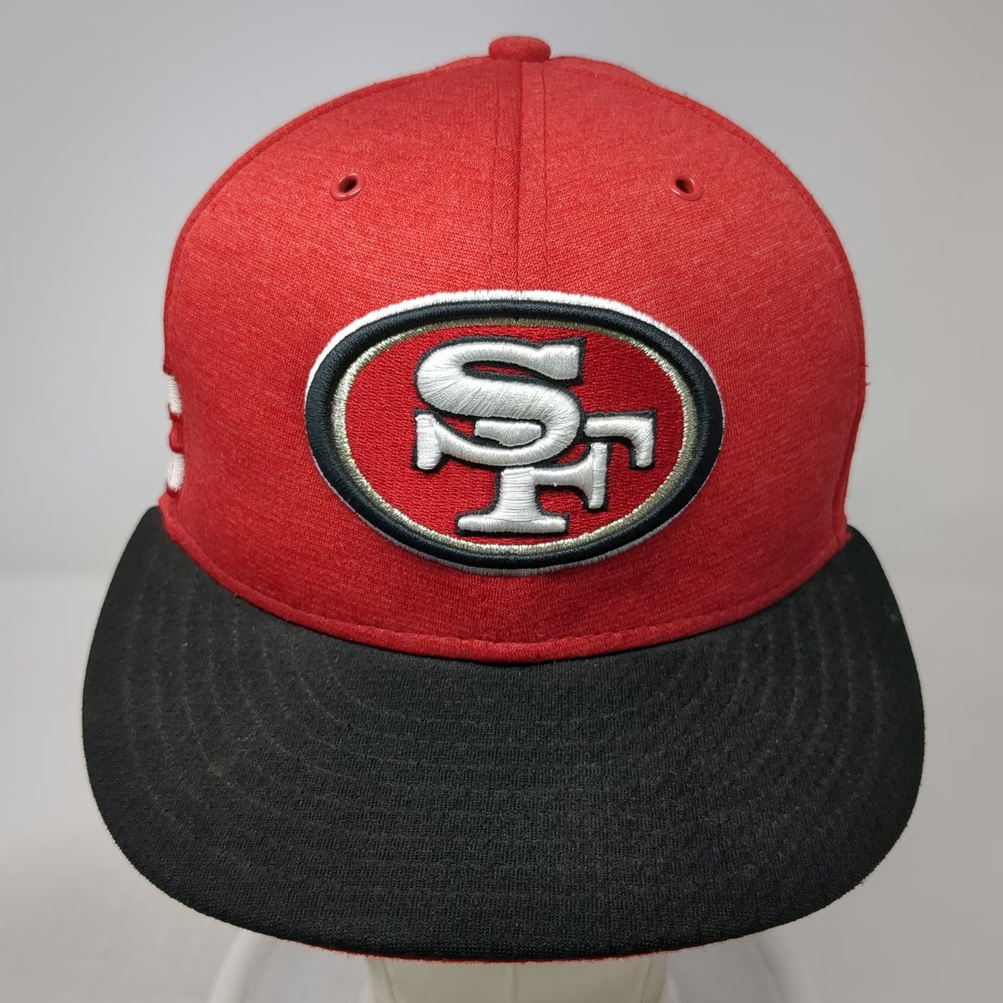 San Francisco 49ers NFL New Era Hat Red Black 7 Flat Brim Side Stripes Fitted