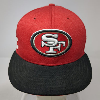 San Francisco 49ers NFL New Era Hat Red Black 7 Flat Brim Side Stripes Fitted