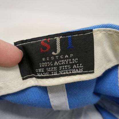 SJI Baseball Cap Blue One Size Native Pride USA Map Flag Feather Brim Hat