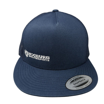 Rexburg Motorsports Snapback Trucker Hat Blue OS Adjustable Mesh Back Yupoong