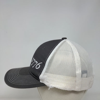 1776 Snapback Trucker Hat Gray One Size Adjustable Mesh Back Port Authority