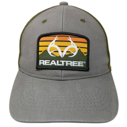 Realtree Trucker Hat Gray One Size Mesh Back Antler Logo Sunset Patch Snapback