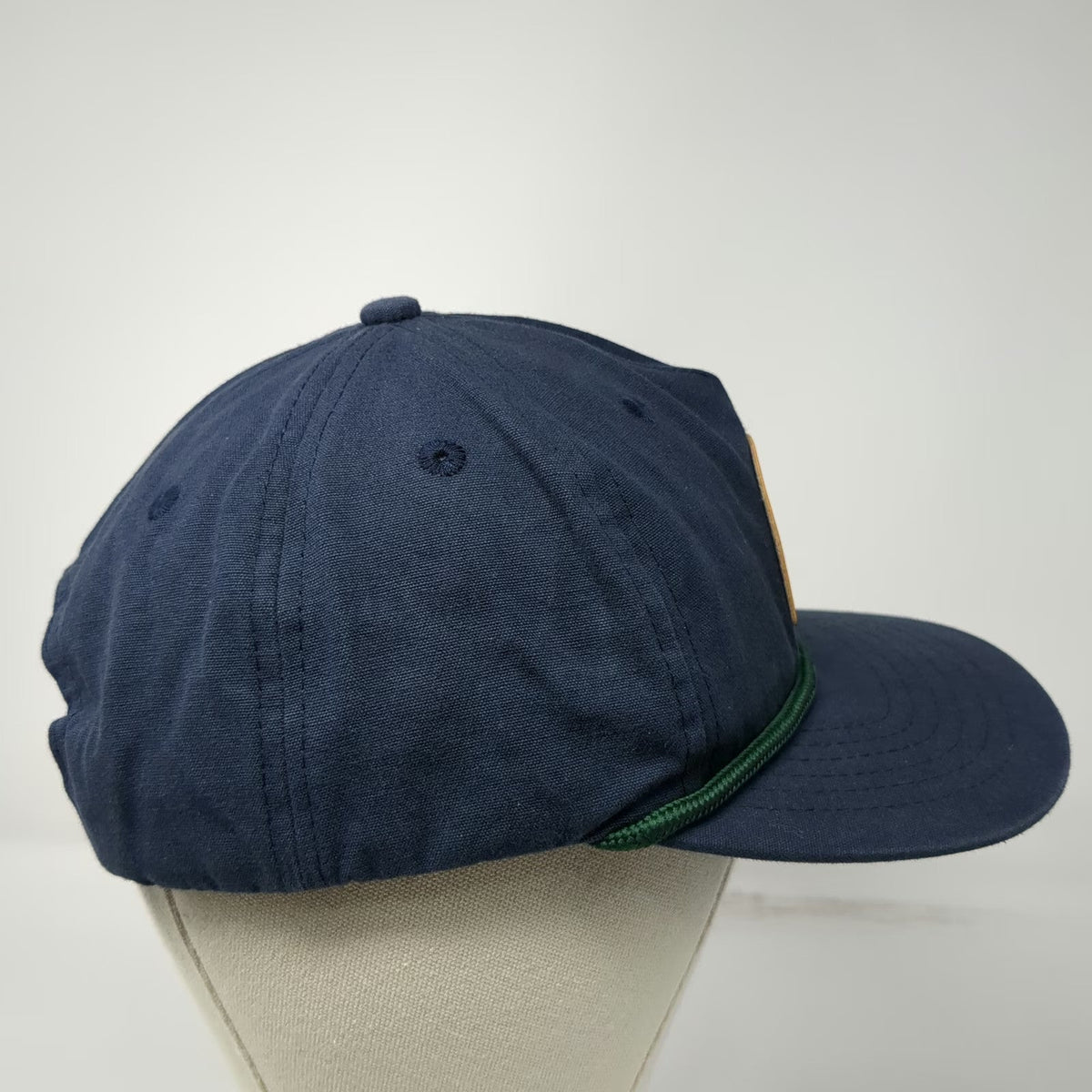 Crosby Hop Farm 5 Panel Blue One Size Hat Green Rope Leather Patch Snapback Brim