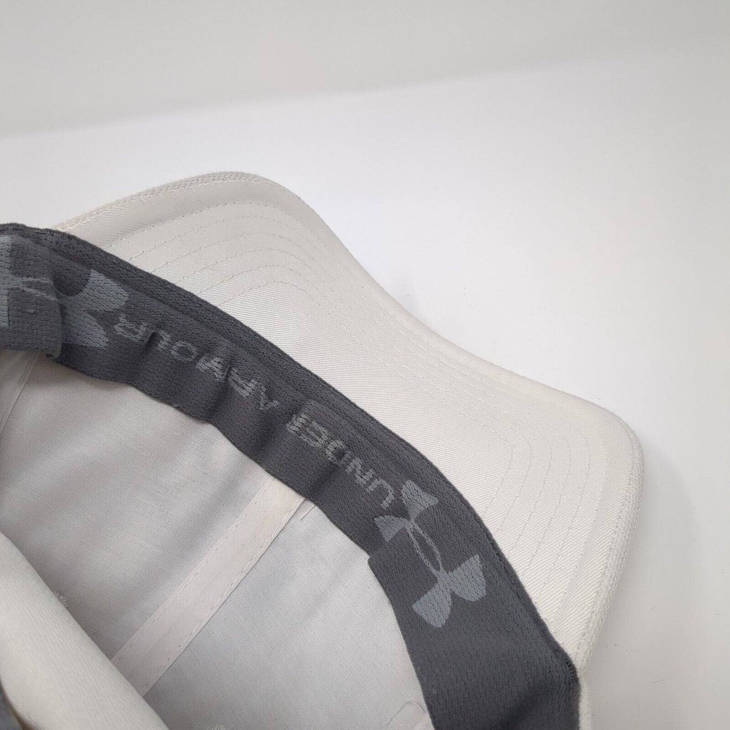 Under Armour Fitted Hat White Cream M/L Embroidered Vented Holes Polyester