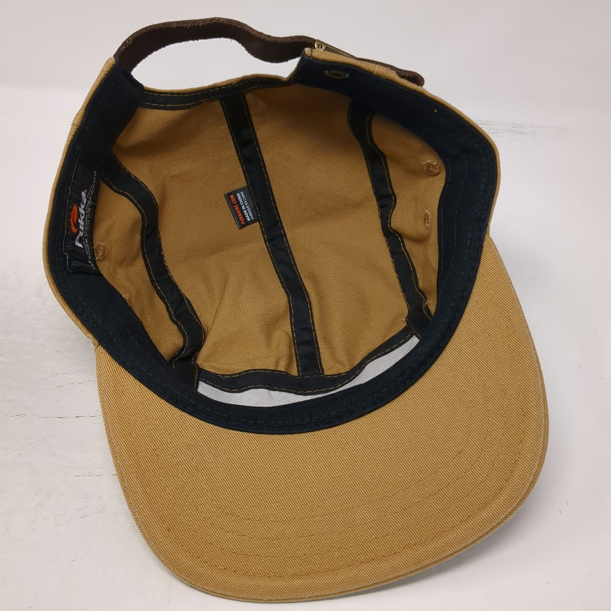 Pukka 5 Panel Brown Black Blue One Size Leather Strapback Cotton Tree Logo Hat
