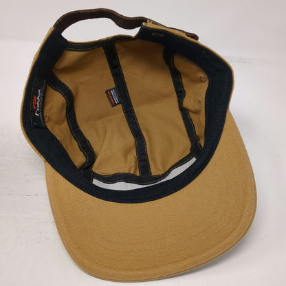 Pukka 5 Panel Brown Black Blue One Size Leather Strapback Cotton Tree Logo Hat