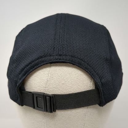 Headsweats 5 Panel Black Hat One Size Polyester Runner Logo Athletic Performance