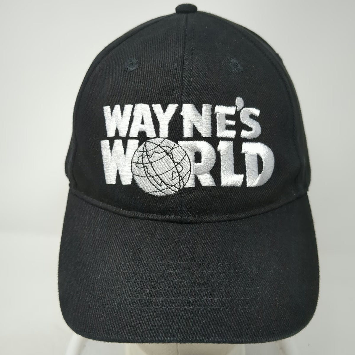 Wayne's World Black Snapback Hat One Size Globe Embroidered Movie TV Promo