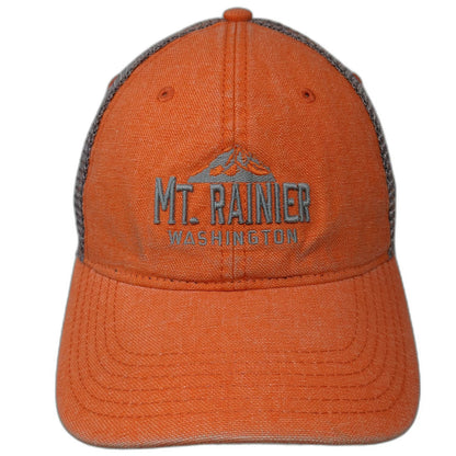 Legacy Trucker Hat Orange Gray One Size Mt Rainier Washington Mountain Mesh