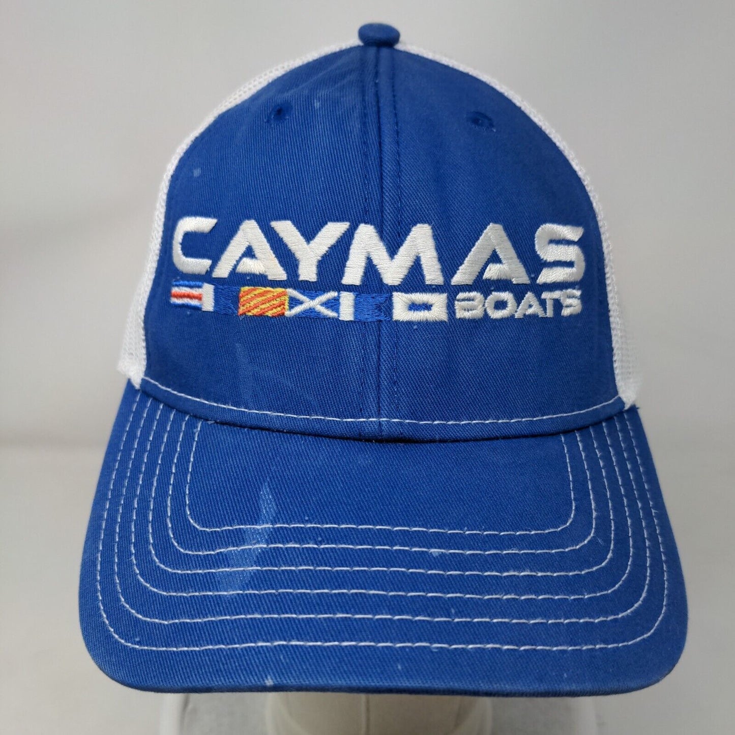 Caymas Boats Snapback Mesh Back Trucker Hat Blue One Size Cap America