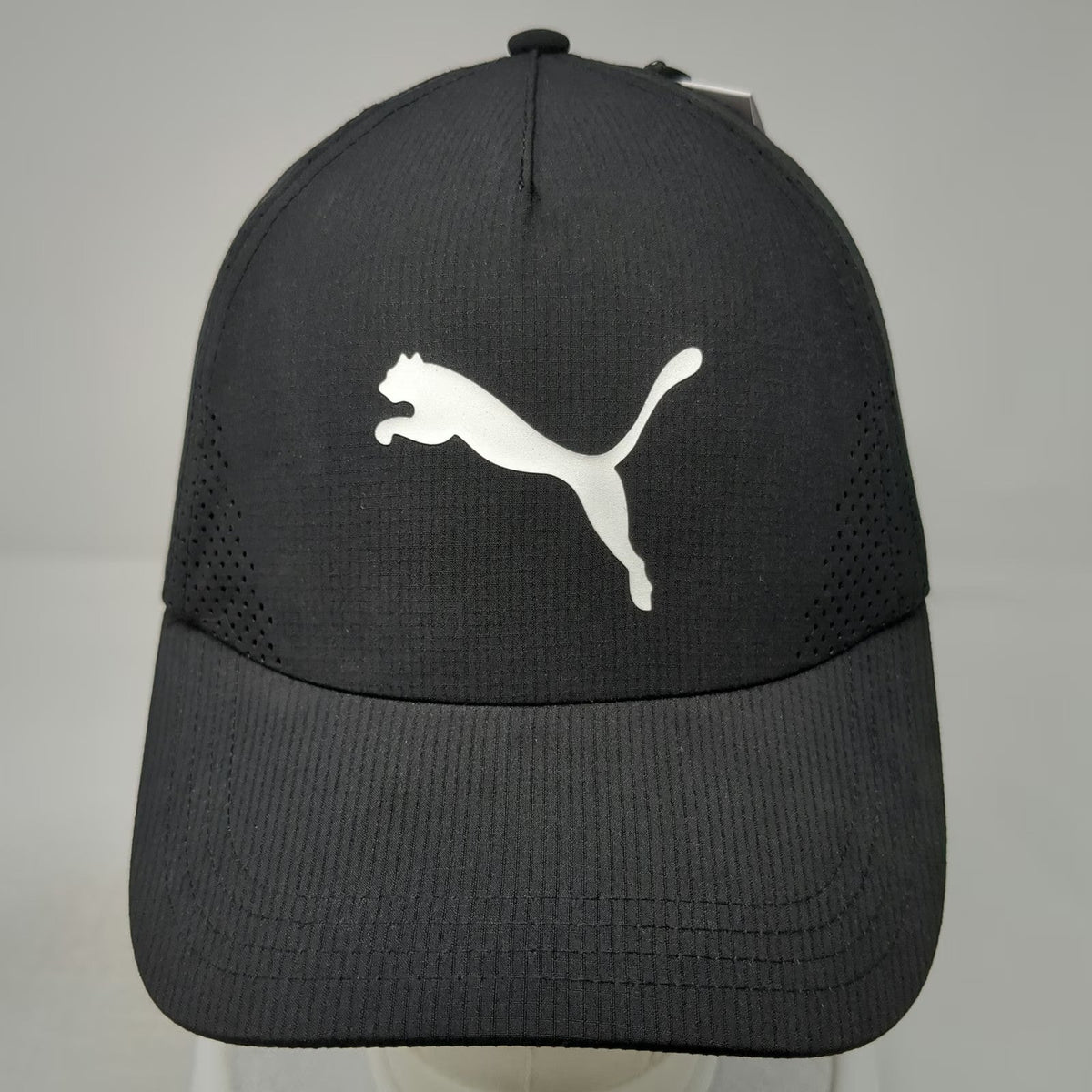 Puma 5 Panel Black One Size Strapback Perforated Mesh Performance Athletic Hat