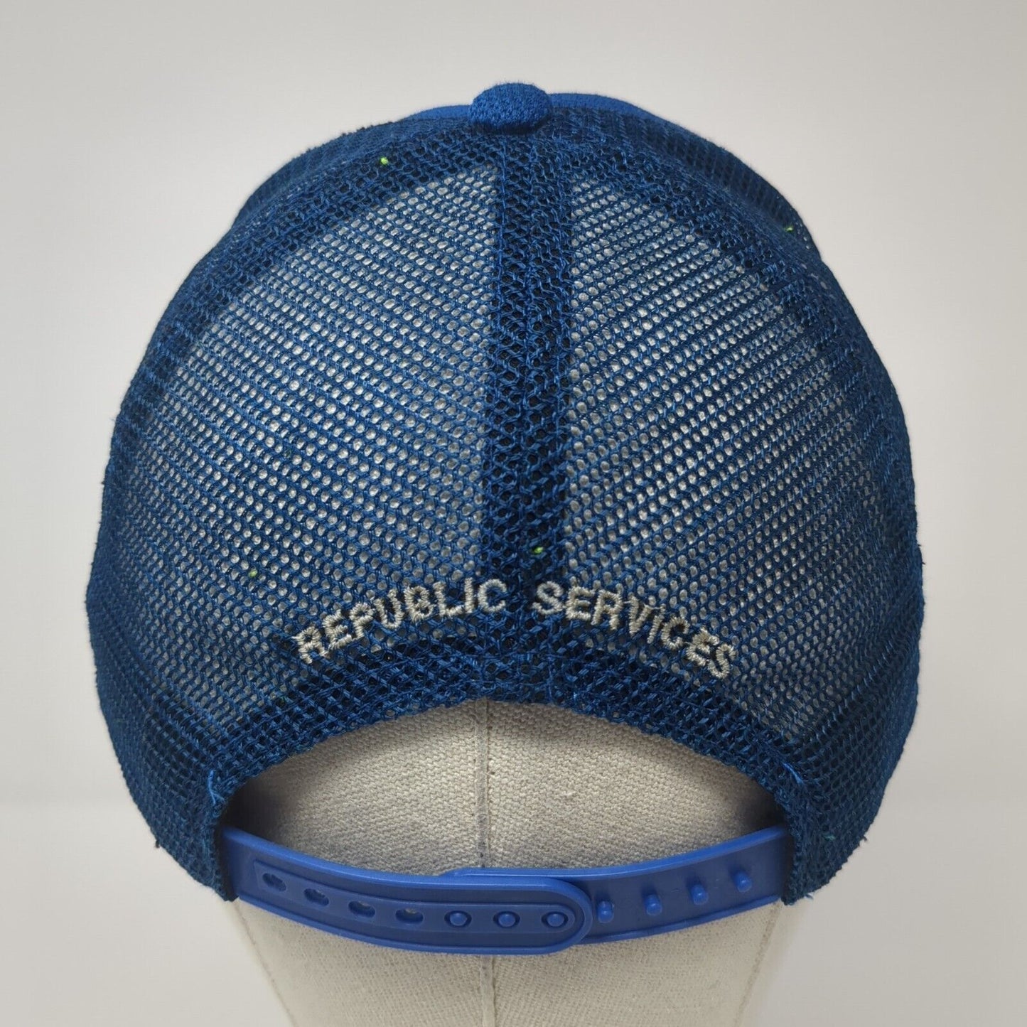 Republic Services Snapback Trucker Hat Blue OS Adjustable Embroidered Mesh Back