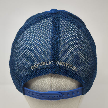 Republic Services Snapback Trucker Hat Blue OS Adjustable Embroidered Mesh Back