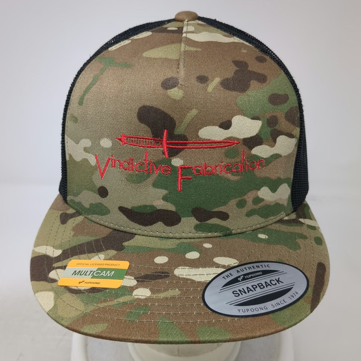 Yupoong Trucker Hat Green Black One Size Snapback Vindictive Fabrication Camo