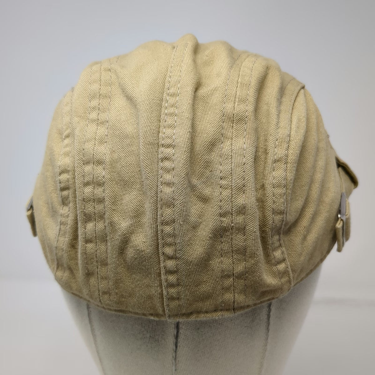 Newsboy Cap Beige One Size Side Buckles Slideback Cotton Panelled Driving Hat