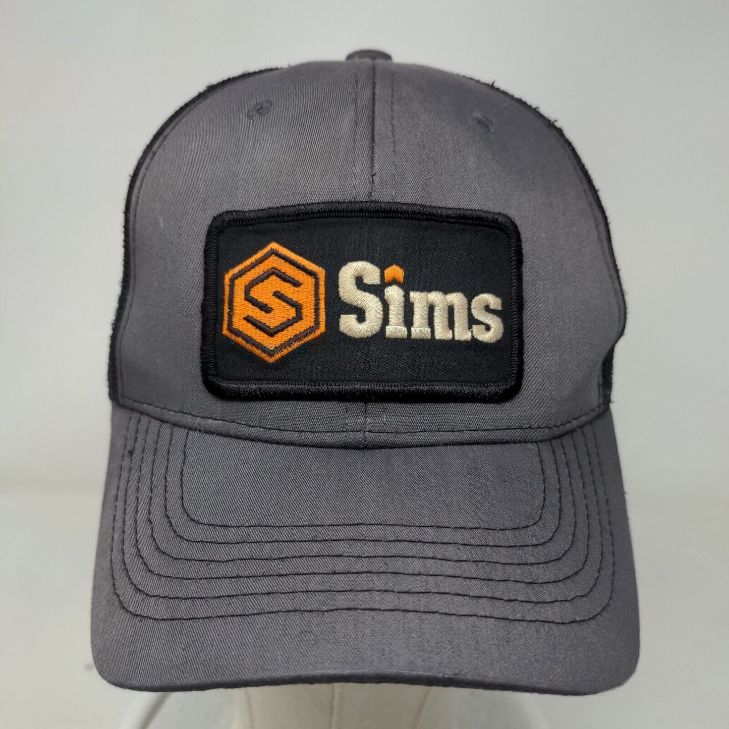 Sims Snapback Mesh Back Trucker Hat Gray One Size Embroidered Patch Colorblock