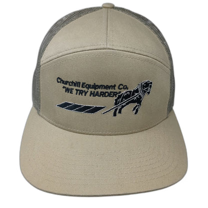 Richardson Trucker Hat Beige Green One Size 7 Panel Churchill Equipment Horse