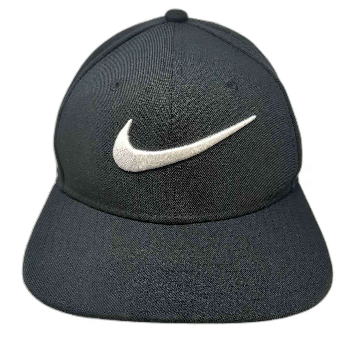 Nike Snapback Black Hat M Green Underbrim Embroidered Swoosh Logo Pro Cap