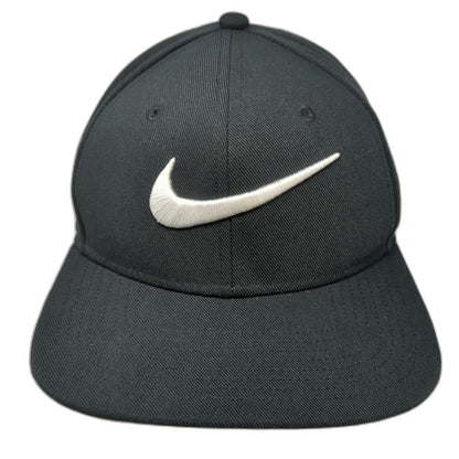 Nike Snapback Black Hat M Green Underbrim Embroidered Swoosh Logo Pro Cap
