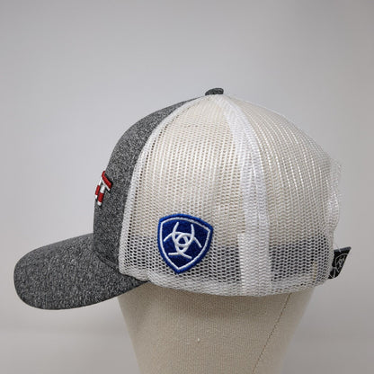 Ariat Snapback Trucker Hat Gray One Size Adjustable Mesh Back Patriotic USA Flag