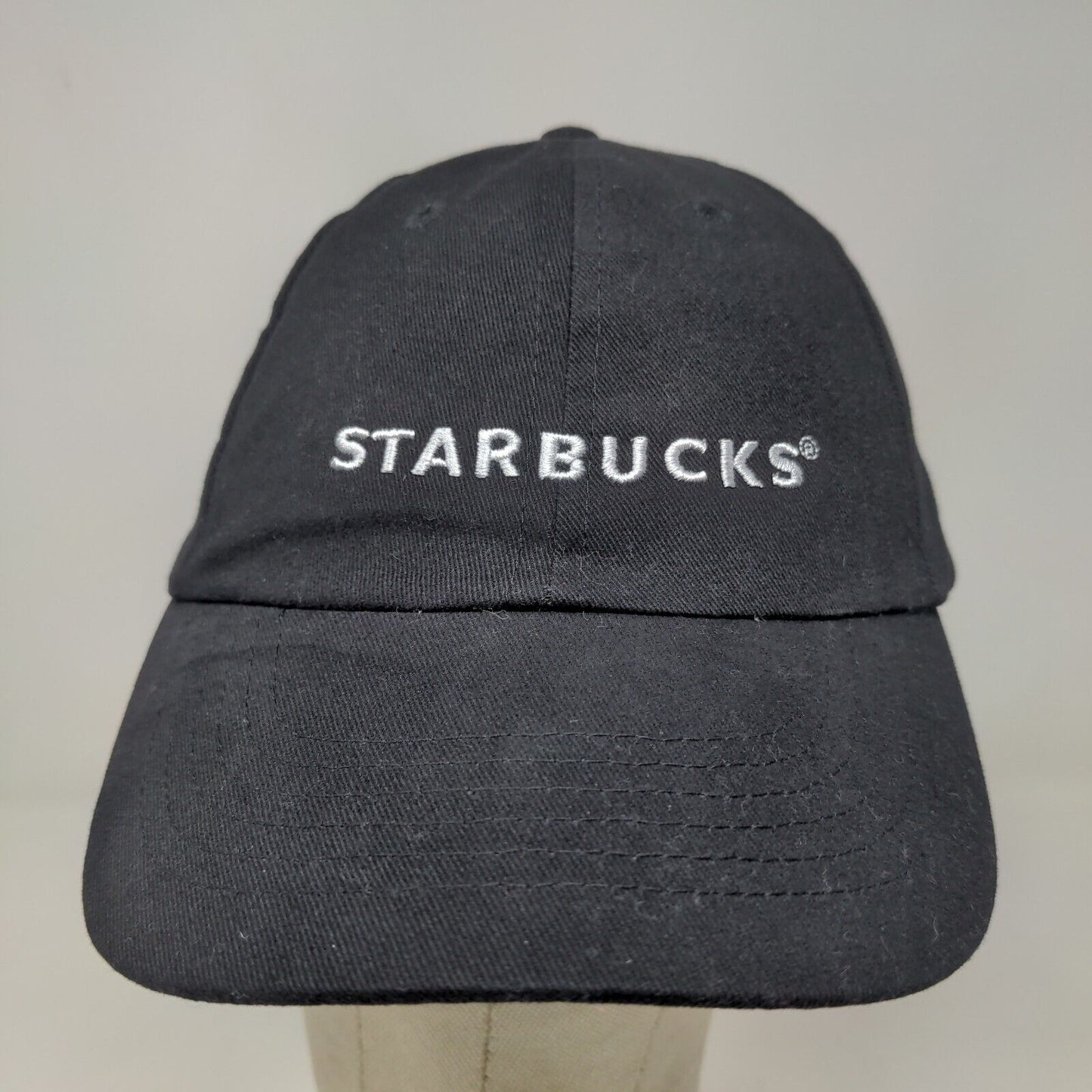 Starbucks Men's Strapback Hat Black Adjustable Embroidered Logo Employee Uniform