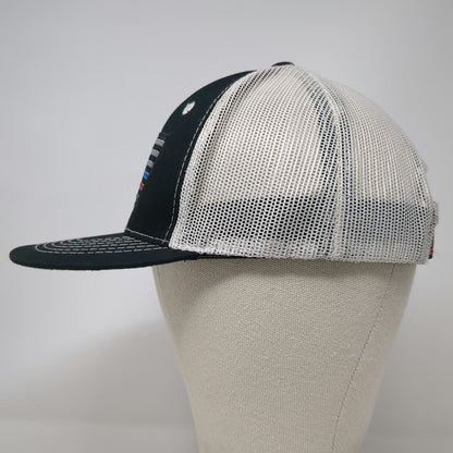 Justin Trucker Hat Black One Size Thin Blue Red Green Line Flag Mesh Snapback