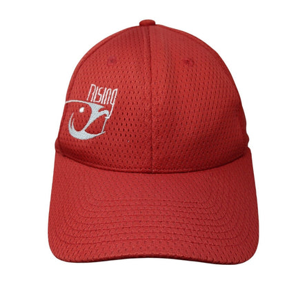 Rising Fish Strapback Hat Red One Size Adjustable Embroidered 6 Panel