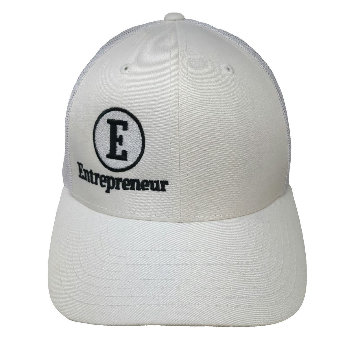 Yupoong White Trucker Hat One Size Entrepreneur Embroidered Mesh Back Snapback